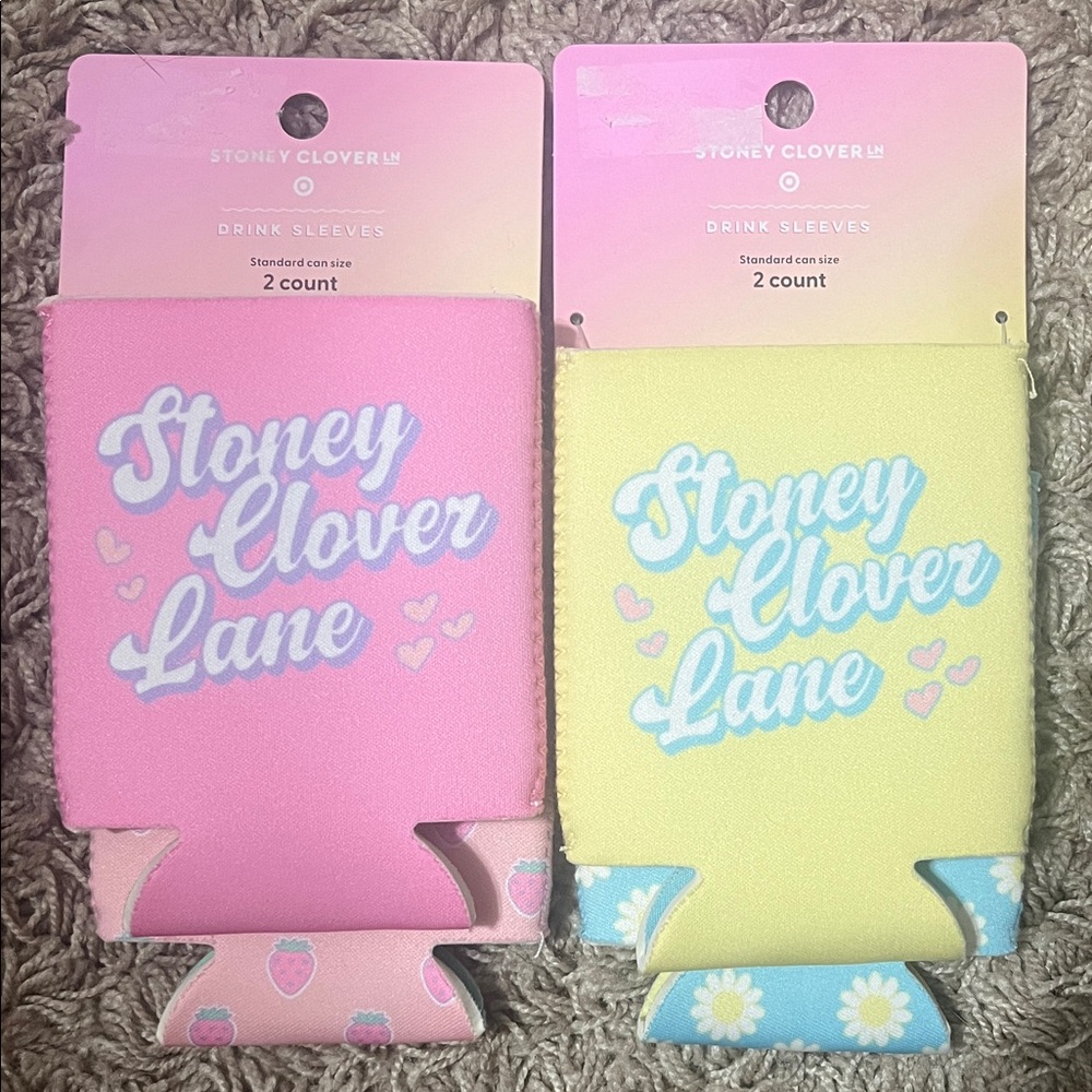 Stoney Clover Lane Pink and Yellow Drink Sleeves Set